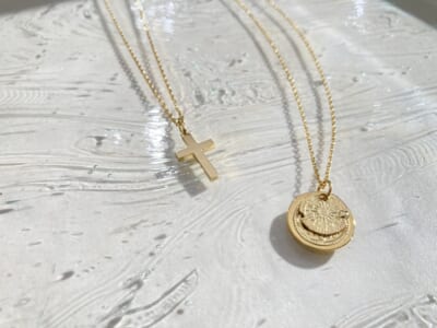 SYMPATHY OF SOUL　シンパシーオブソウル　Simple Cross Pendant Medium　シンプルクロスペンダントミディアム　B.C. Coin Pendant / Hope Sun　B.C.コインペンダント / ホープサン　K18YG　１８金