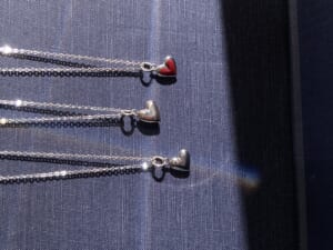 Smooth Heart Charm Necklace Silver MOKUME Ethnic Coral　スムースハートネックレス　シルバー　木目金　エスニックコーラル　2022SS　新作