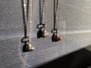 Smooth Heart Charm Necklace Silver MOKUME Ethnic Coral　スムースハートネックレス　シルバー　木目金　エスニックコーラル　2022SS　新作