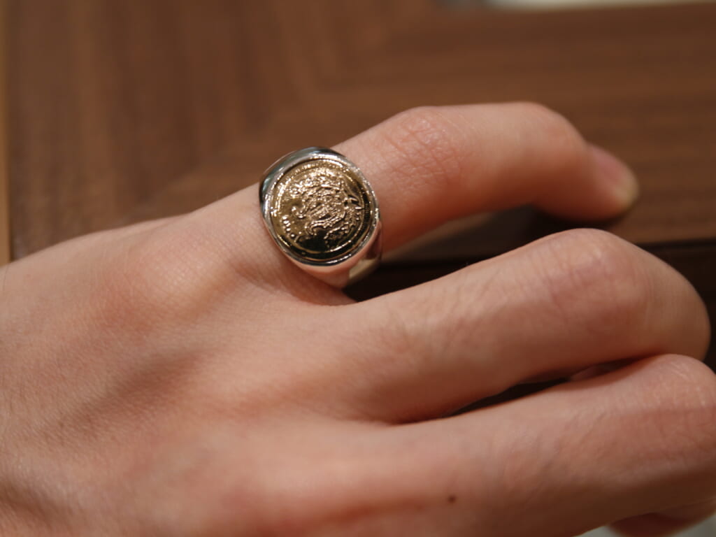 SYMPATHY OF SOUL style シンパシーオブソウルスタイル　Mini Classic Coin Ring Silver K10Yellow Gold ミニクラシックコインリング シルバー 10金