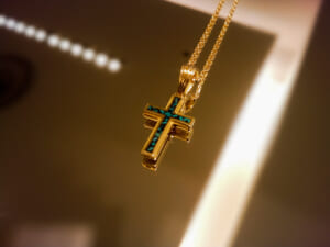 Small Gravity Cross Inlay Necklace K18Yellow Gold