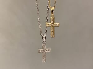 small gravity cross necklace silver K18YG